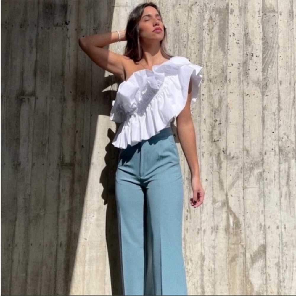 NWT Zara Ruffled One Shoulder Top